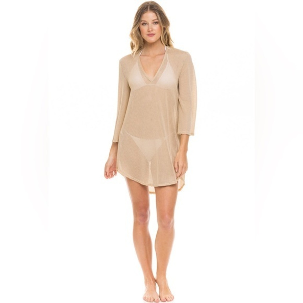 NWT- JORDAN TAYLOR- Women’s Gofret V-Neck Bell Sleeve Tunic Coverup- Medium